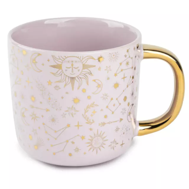 Thyme & Table Coffee Mug Pink & Gold Stars Constellations Celestial Design 16 oz