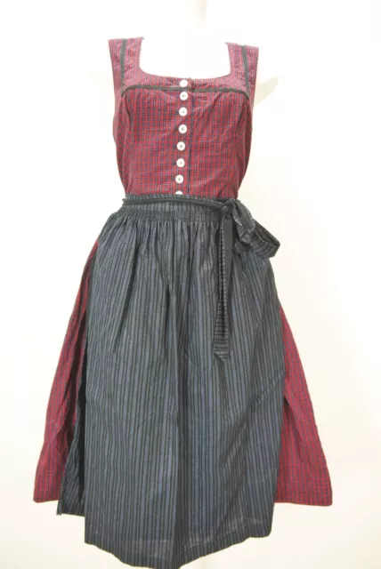 Dirndl fatto a mano laboratorio Beurle rosso blu a quadretti solido con grembiule taglia 42