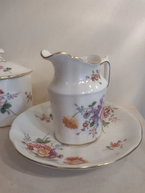 Antikes 1934 Royal Crown Derby ""Derby Posies"" Zucker/Marmelade/Milch (Milchkännchen) Set.