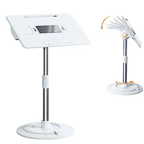 Book Stand for Reading Height Angle Adjustable Book White - Base Lockable