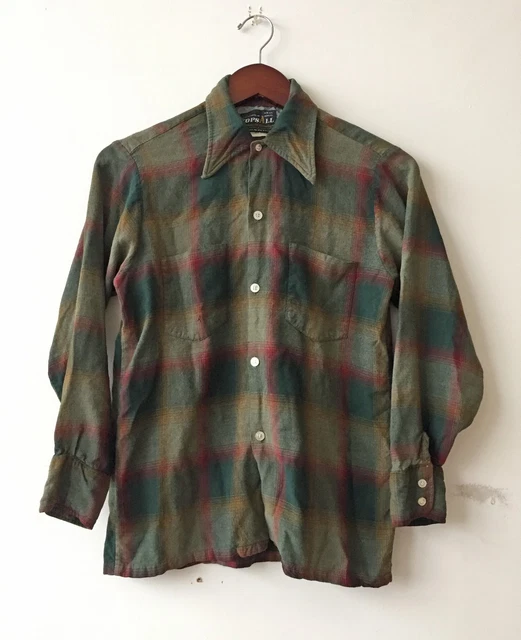 1950S 1960S VINTAGE Rayon Shadow Plaid TopsAll Shirt Arrow