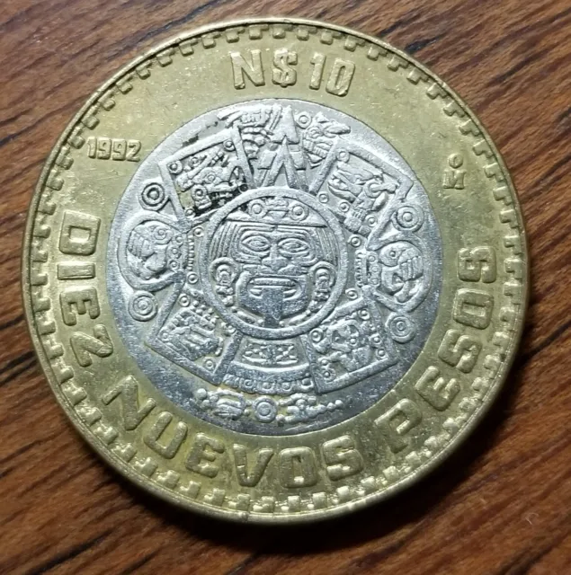 Mexico 10 Nuevos Pesos 1992 92.5% Fine Silver (core)