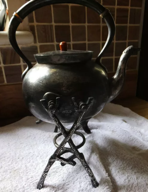 Silver Plated Tilting Spirit Kettle / Tepot by James Deakin & Sons, Sheffield