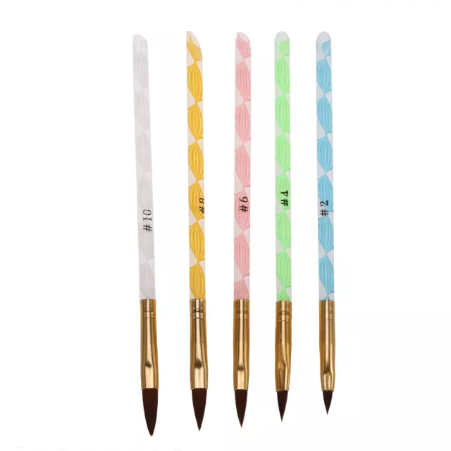 5pcs Poignée Acrylique Nail Art UV Gel Sculpting Pen Liquid Powder Brush Set OBF