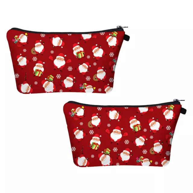 2 Pcs Oxford Weihnachtskosmetiktasche Reisen Weihnachts-Kulturbeutel