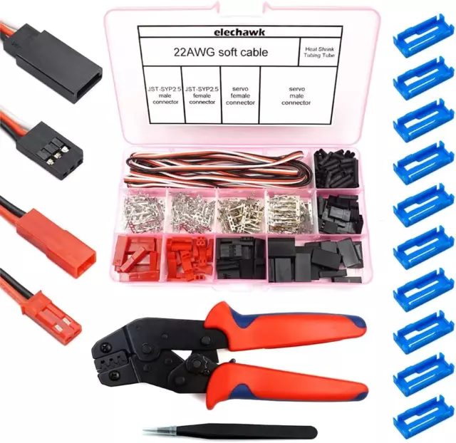 55 Sets Servo Plug Male Female Connector Crimp Pin Cable Kit with Crimping Tool