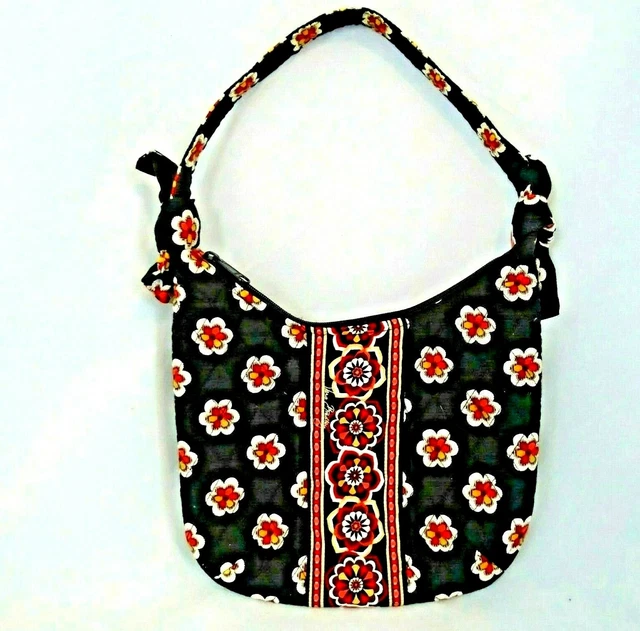 Vera Bradley Purse Bag OLIVIA Retired Zip Close Black & Red 8" H x 10" W Quilted