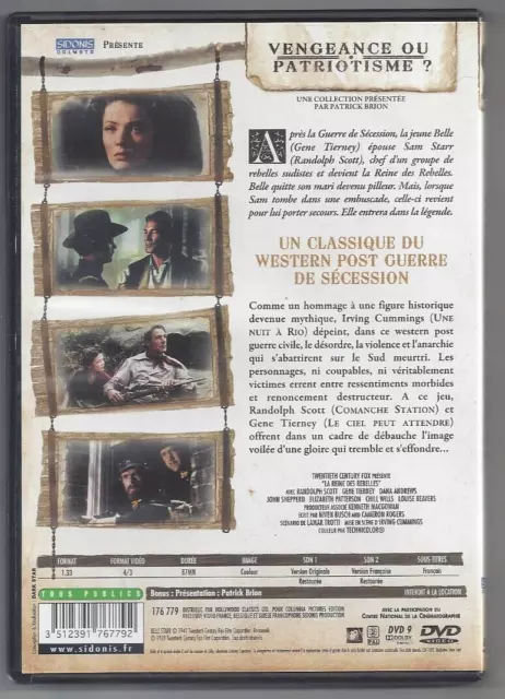 Dvd - La Reine Des Rebelles (Gene Tierney / Randolph Scott) Western 2