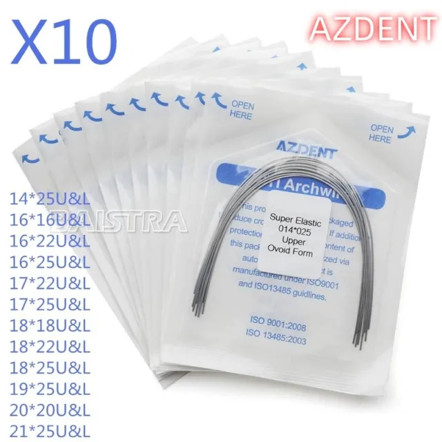 10X AZDENT Dental Orthodontic Super Elastic Niti Rectangular Arch Wires Ovoid