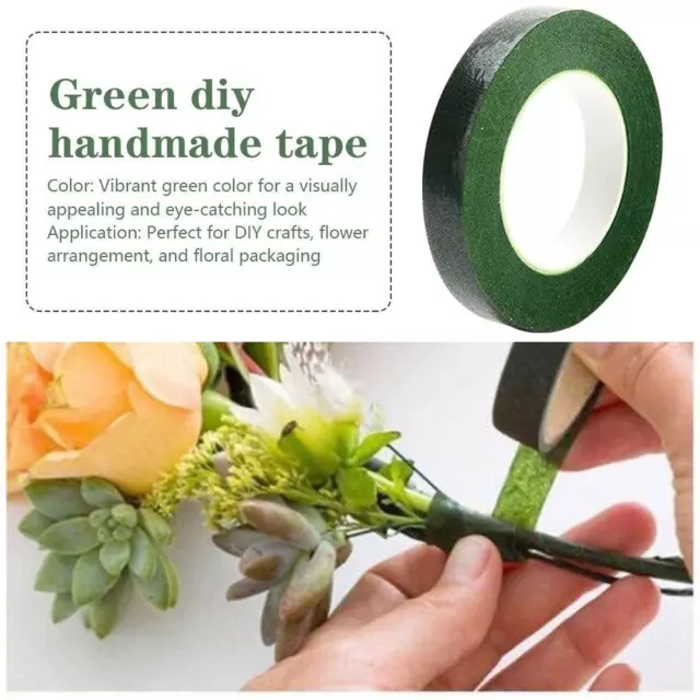 Floral Tape Florist Elastic Tape Self Adhesive Green Type Tape Paper F1L4