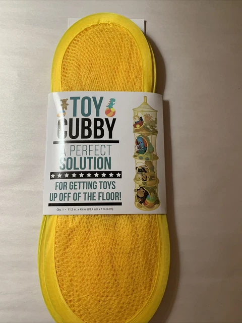 Juguete de almacenamiento de malla/ropa colgante de 4 compartimentos para niños cubby 45" NUEVO amarillo