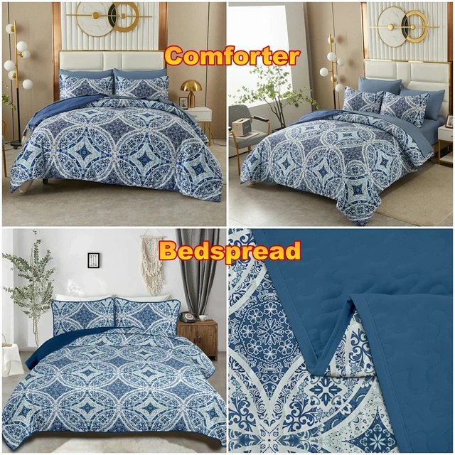 Mandala Soft Comforter Doona Quilt Bedspread Set Queen King Size Bed Pillowcases