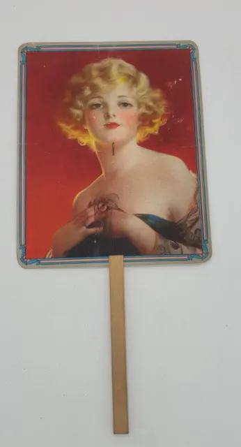 Vintage Advertisement Cardboard Hand Fan Pin Up Look Blonde Virginia Shoe Store