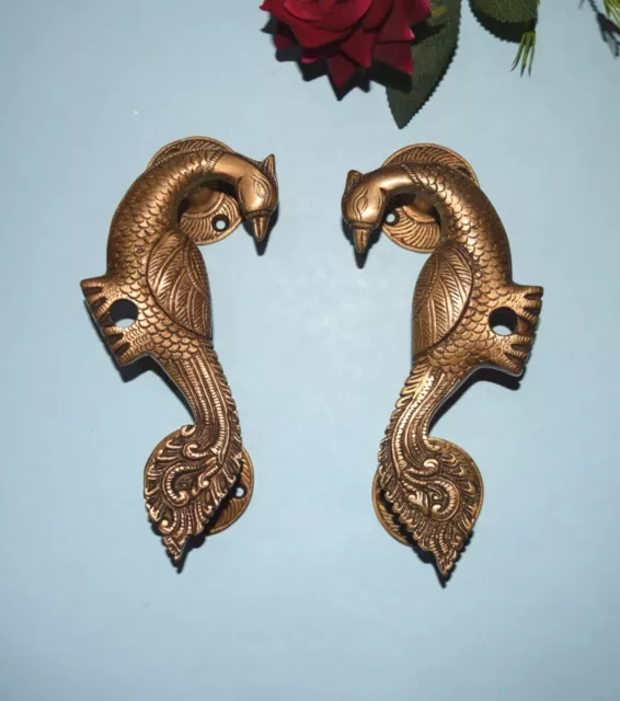 Heart Shape Brass Peacock Door Handles Love Symbolic Bird Couple door Pull HK237