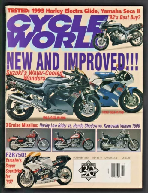 1992 November Cycle World Magazine - Harley-Davidson Electra Glide Anniversary