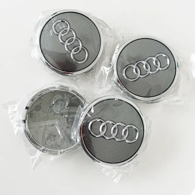 4 x 61MM für Audi Silber Nabendeckel Radnaben Nabenkappen Radkappe Felgendeckel