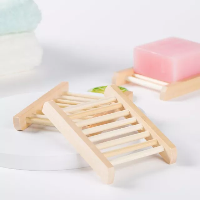 Natural Wood Bamboo Soap Drainer Dishes Tray Soap Dry Holder Storage Rack Pl.fr