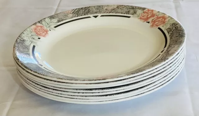 Placas de pan Corelle de colección 6,75" SEDA Y ROSAS gris melocotón verde 8 piezas 2