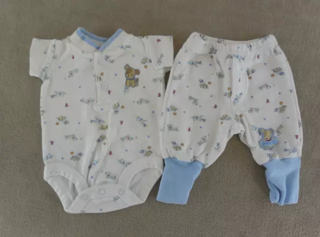 Child of Mine Carter’s White Blue With Puppy Dogs Baby Boy Outfit Size PREEMIE