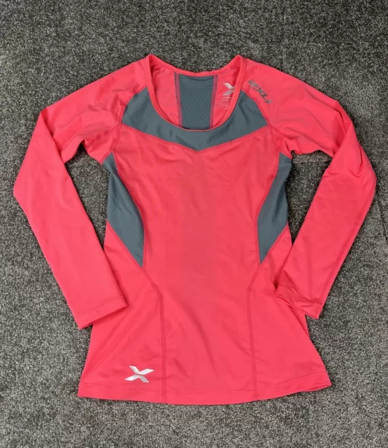 2XU Base Compression Shirt Womens Small Pink Long Sleeve Top Ladies