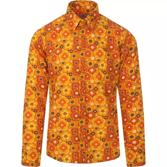 MENS MADCAP RETRO MOD 60s 70s Sixties DAISY FLOWER PRINT SHIRT Trip Floral MC537