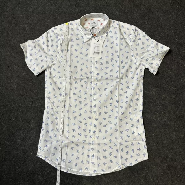Paul Smith Men's Short Sleeve Tailored Fit Shirt, Floral White, Size S 2
