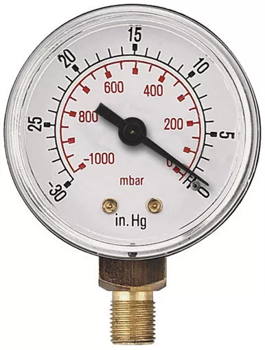 Vacuum Gauge  40mm -0VAC/1- Bar & -30*Hg 1/8 BSPT Male Bottom connection