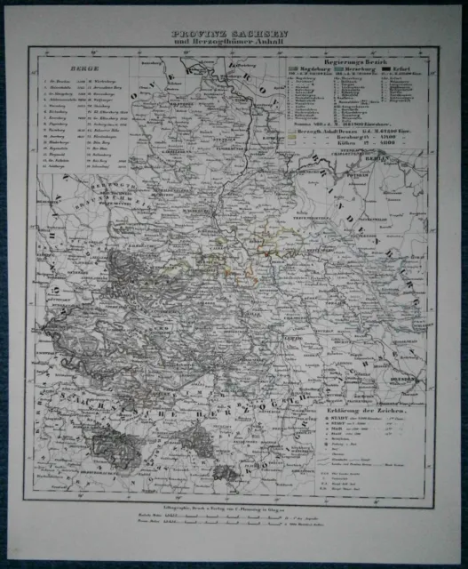 1848 Sohr Berghaus map PROVINCE OF SAXONY AND ANHALT DUCHIES, KINGDOM OF PRUSSIA