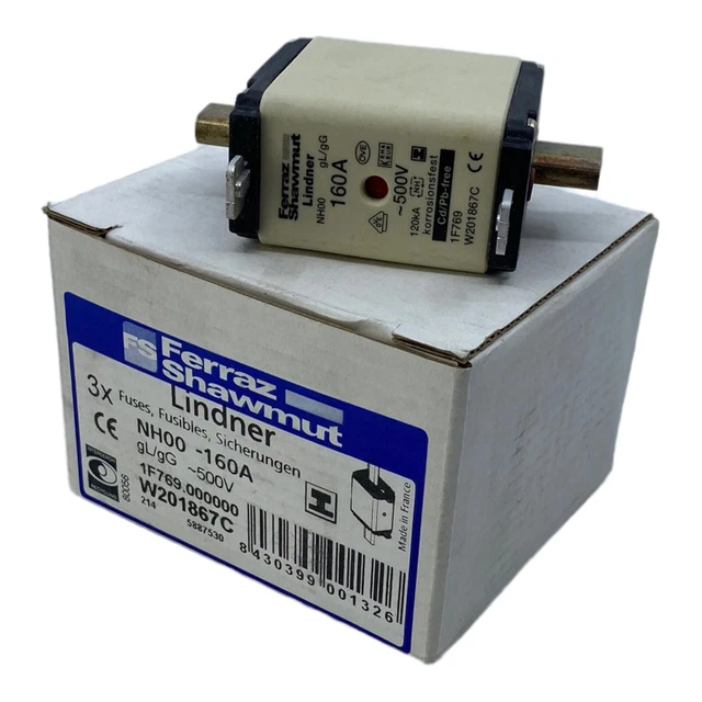 Ferraz Shawmut HN00160A Sicherheitseinsätze Ve : 3 Pièces 500V 160A