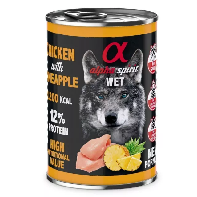 ALPHA SPIRIT comida húmeda para perros, pollo, piña, 400 g