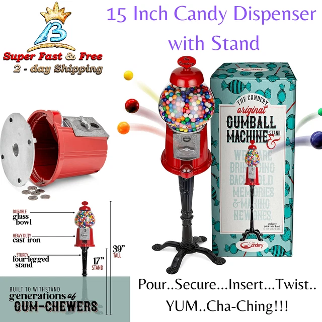 CLASSIC CANDY DISPENSER With Stand Easy TwistOff Refill Free or Coin
