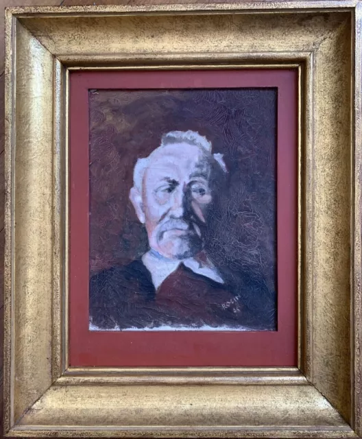 Hst Ancienne Peinture Portrait D'homme Epoque Xix° Signee Rodin ?