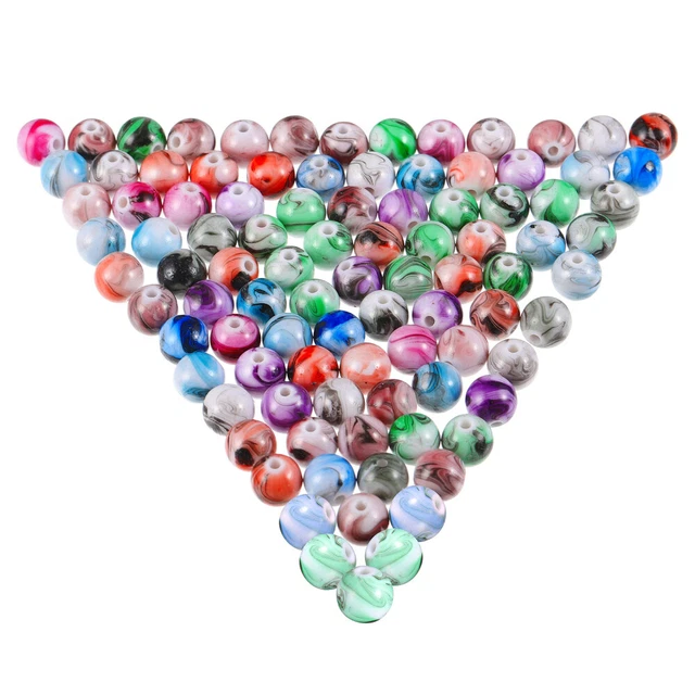 8 mm DIY Perlen -Schmuckzubehör gemischte Farbtinte Malerei Harzperlen 100pcs/
