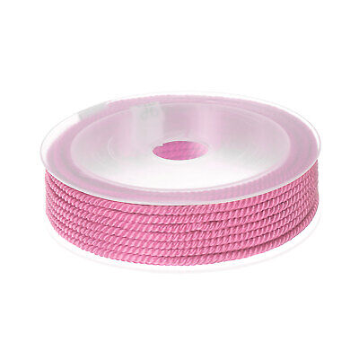 Cuerda de perlas de nailon de 3 mm hilo de nudo chino pulsera hilo, rosa rosa, 23 ft