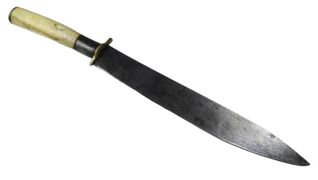 Antique Primitive Hand Made Knife 18Th Century Bone Handle, Forged Blade 3