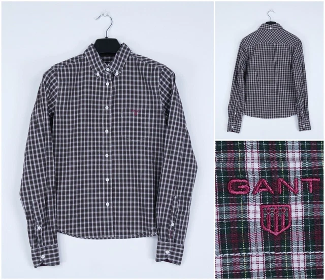 Womens GANT Shirt Small Size UK 8 EU 34 Vintage Check Long Sleeve Formal Blouse