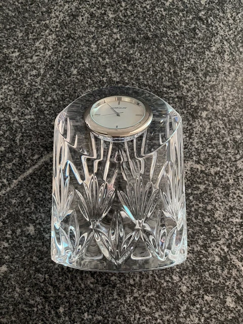 Marquis by Waterford Lead Crystal Caprice Desk Clock — in original box