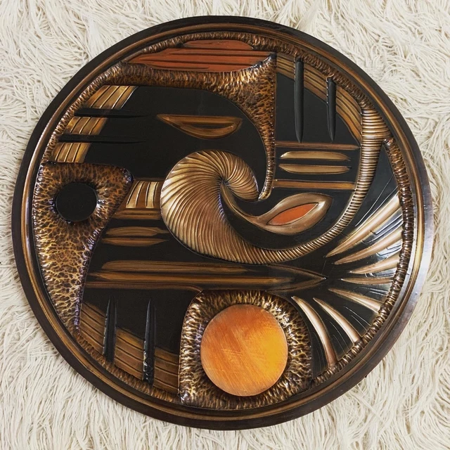 VINTAGE MID CENTURY Copper Wall Art Hanging Abstract