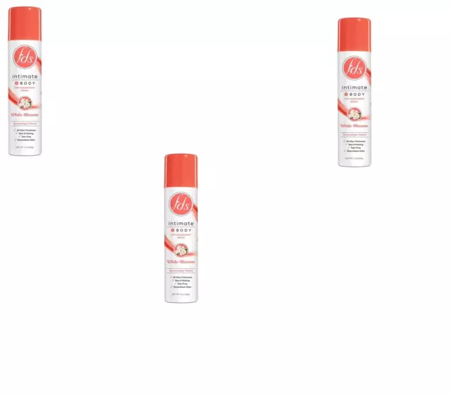 BL Fds Intimate + Body Dry Spray Desodorante Flor Blanca 2 oz cada uno *PAQUETE DE TRES*