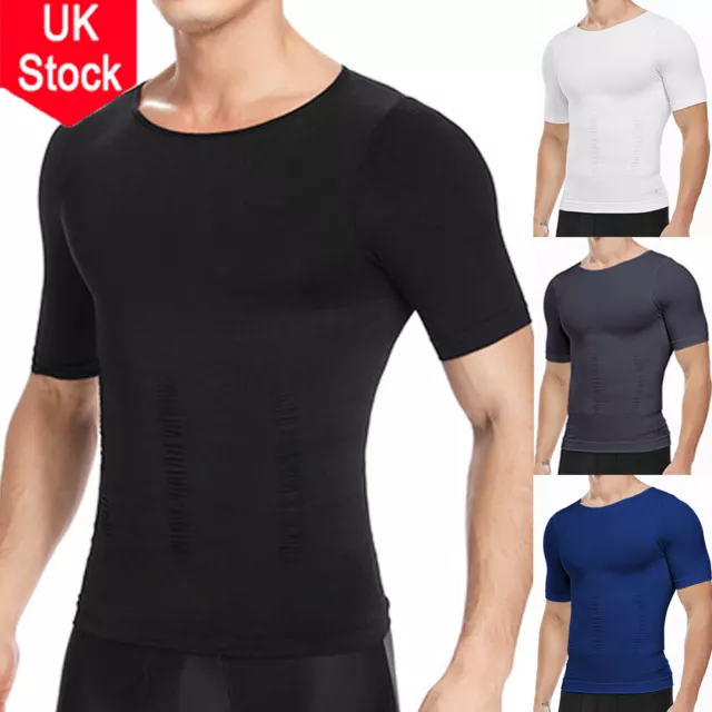 Mens Body Shaper Slimming BELLY TUMMY CONTROL COMPRESSION Vest Shapewear  T-SHIRT