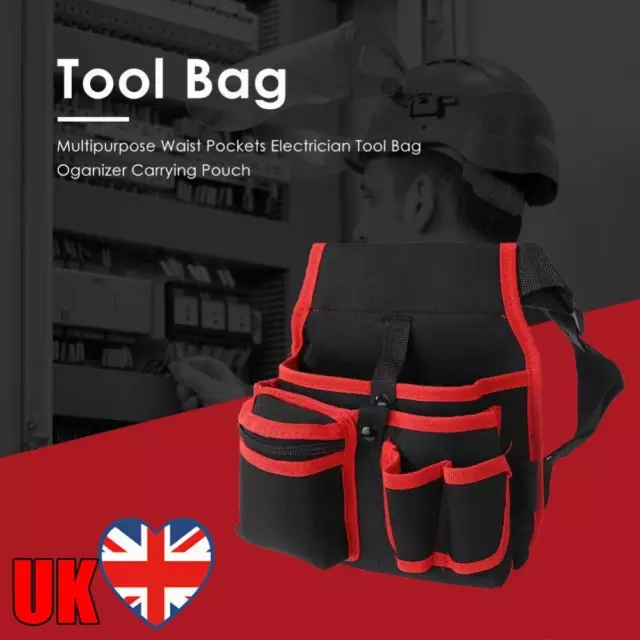 Multipurpose Waist Pockets Electrician Tool Bag Organizer Carrying Pouch