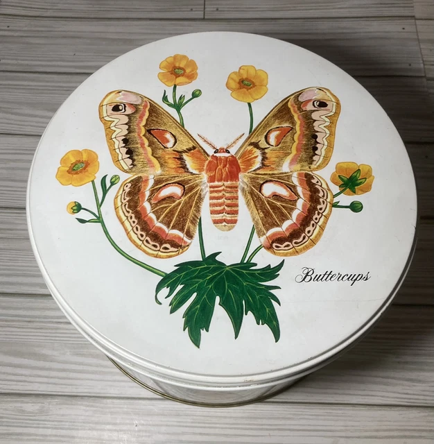 Butterfly And Flower Tea Tin Canister Cottage/Fairy Core Decor
