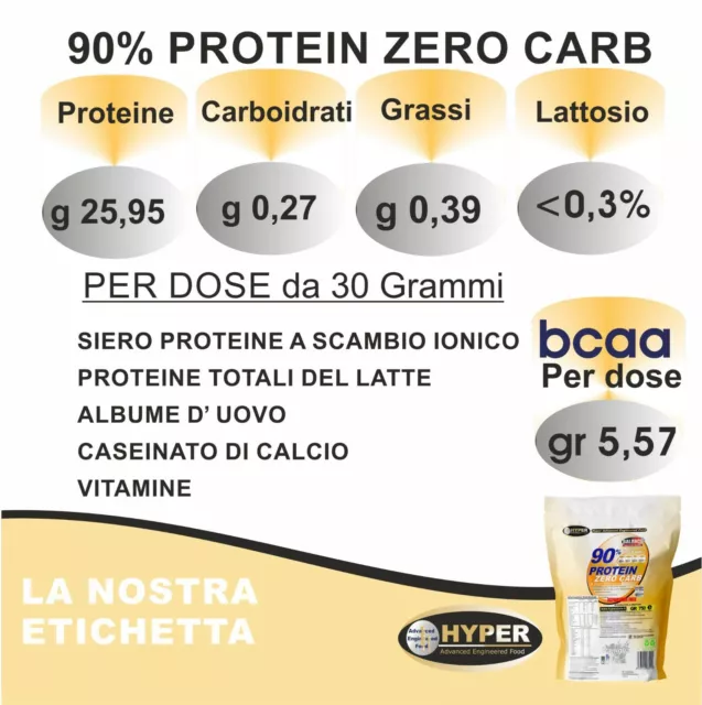 Proteine 90% Sostituto Pasto Zero Carb Shakes Proteici Dimagranti Cacao gr 750 3
