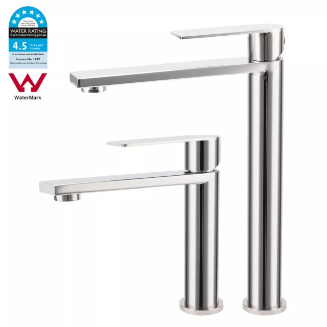 Chrome Tall / Basic Basin Mixer Bathroom Vanity Cabinet Sink Tap Faucet Round