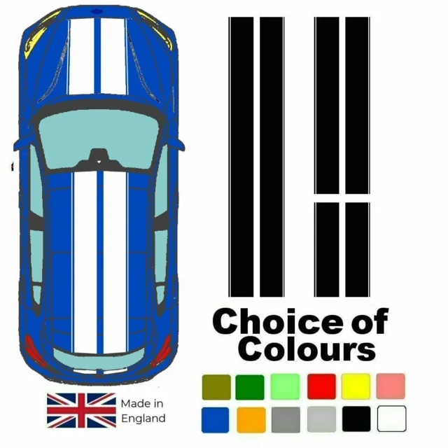 Full Car Vinyl Stripes Bonnet, Roof & Boot Decals Stickers - Ford Fiesta & Focus