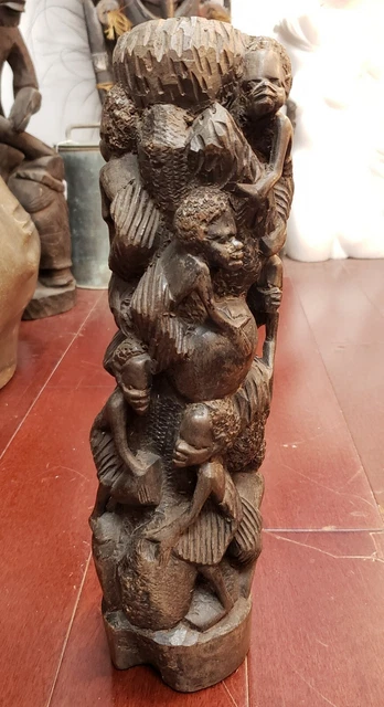 Mid 20th Century Makonde Tree of Life Ebony Wood Sculpture from Tanzania