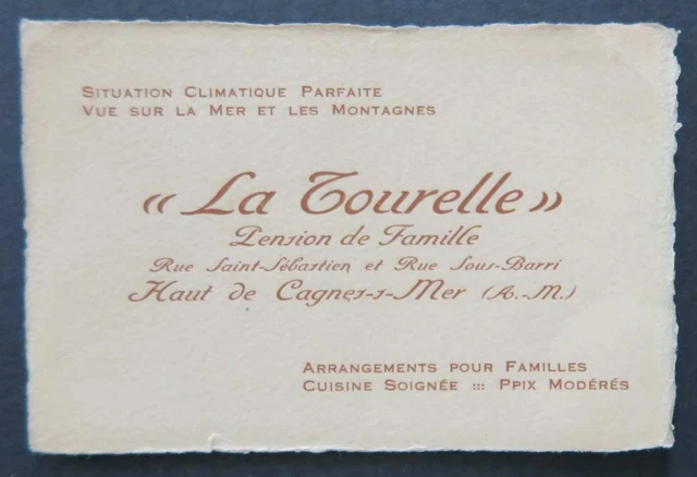 Carte de visite LA TOURELLE PENSION DE FAMILLE HAUT DE CAGNES/MER   visit card