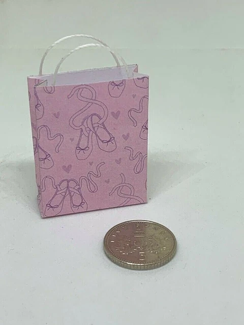 Handmade 1:12th Scale Dolls House Miniature Accessory Ballerina Themed Gift Bag