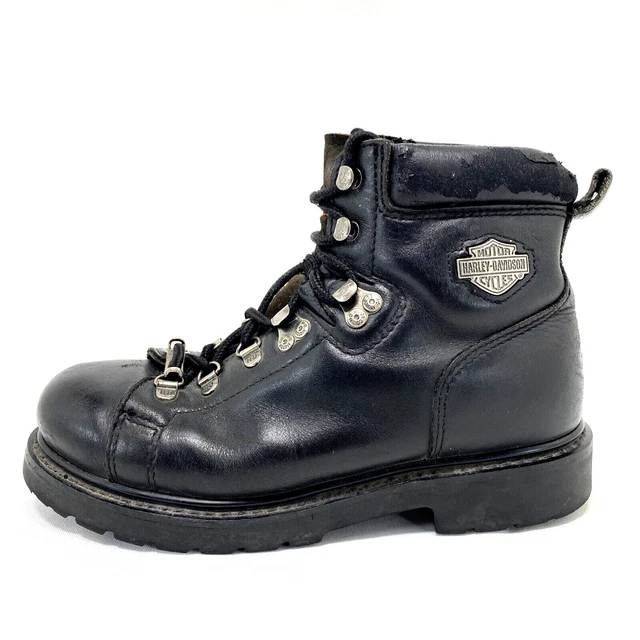 Harley Davidson Motorcycle Leather Steel Toe Boots Black Womens Size 7.5 FLAW