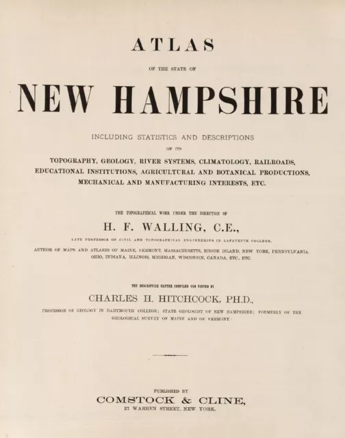 1877 ATLAS NEW HAMPSHIRE STATE map old GENEALOGY DVD S6